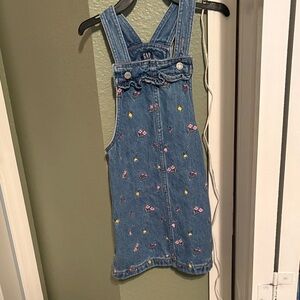 GAP Kids Denim Overalls with Floral Embroidery